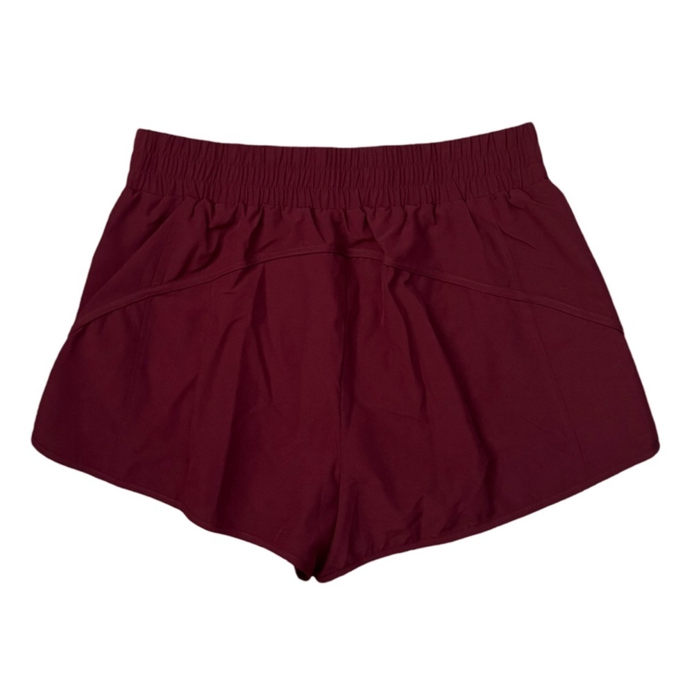 CUEPLY • Running Shorts Pickleball Athletic Gym Workout Burgundy Zipper Pocket